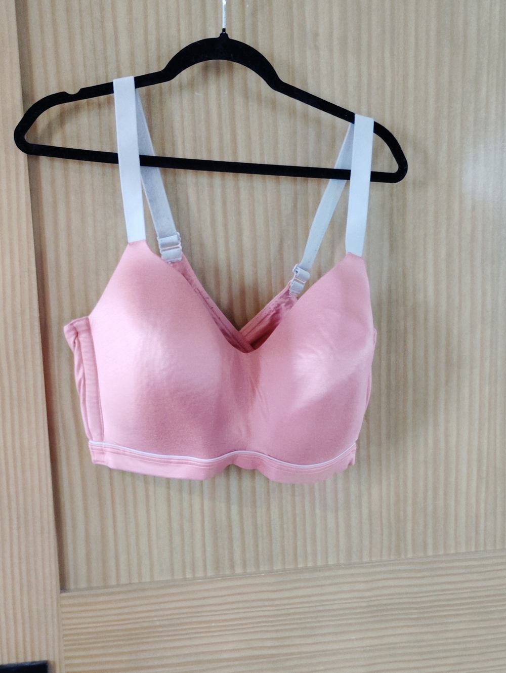 42G Cacique Soft Pink Bralette with Gray Straps & Trim
